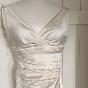 Luxurious Cream Satin Wedding Dress